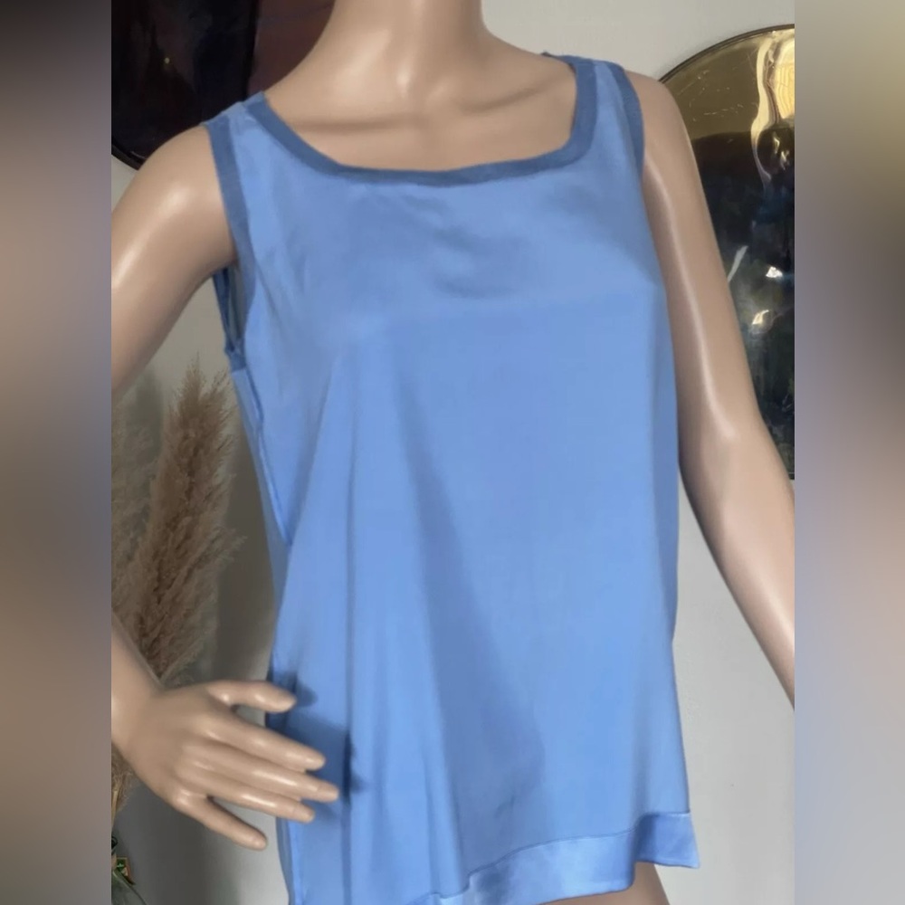 NEW MISSONI Blue Silk And Knit Sleeveless Top SZ 42